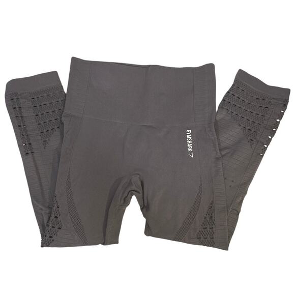 GYMSHARK Grey Gray Seamless Cropped Leggings - Picture 1 of 4